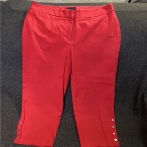 Rafaella Red Capris with Button Detail